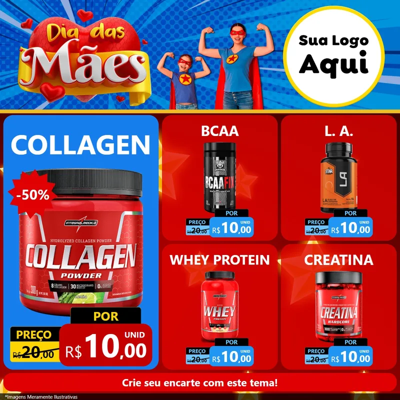 Modelo de Rede Social para Feed Facebook com o tema Dia das Mães para Suplementos alimentares