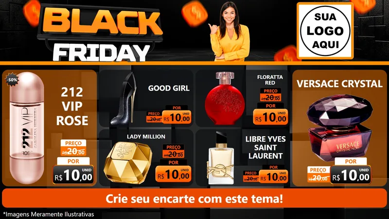 Modelo de TV para TV Horizontal com o tema Black Friday para Perfumes