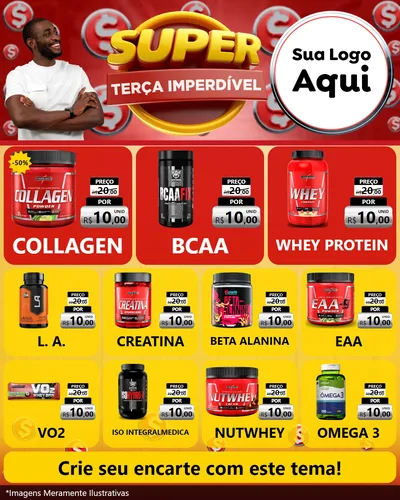 Modelo de Rede Social para Feed Instagram com o tema Super Terça Imperdível para Suplementos alimentares