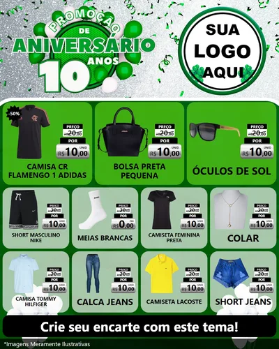 Modelo de Rede Social para Feed Instagram com o tema Promoção de Aniversário - 10 Anos para Roupas e acessórios