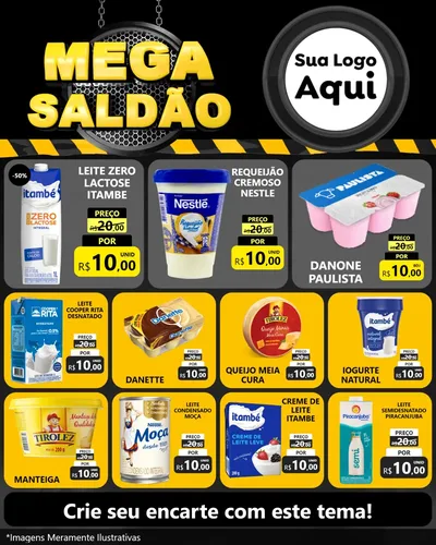 Modelo de Rede Social para Feed Instagram com o tema Mega Saldão para Frios e Laticínios