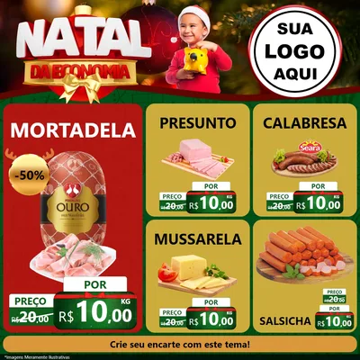 Modelo de Rede Social para Feed Facebook com o tema Natal da Economia para Frios e Laticínios