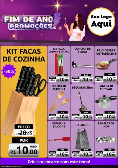 Modelo de Encarte para Encarte A4 Vertical com o tema Fim de Ano Promoções para Utilidades Domésticas