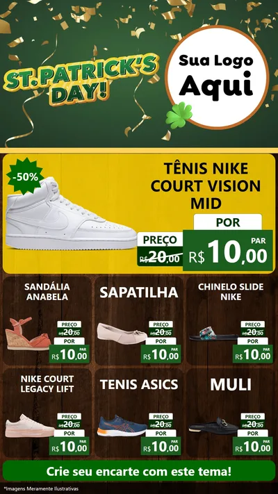 Modelo de Rede Social para Stories com o tema St Patriks Day para Calçados