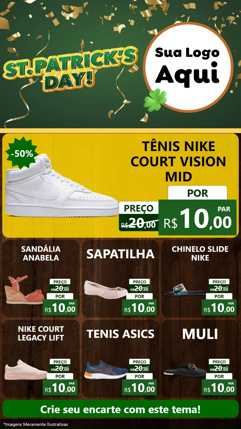 Modelo de Rede Social para Stories com o tema St Patriks Day para Calçados