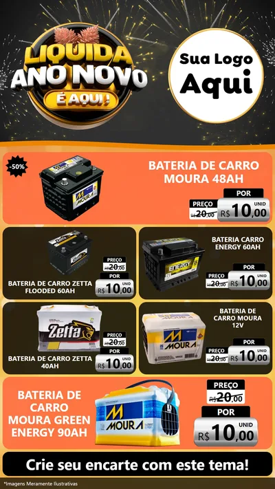Modelo de TV para TV Vertical com o tema Liquida Ano Novo É Aqui! para Baterias Elétricas