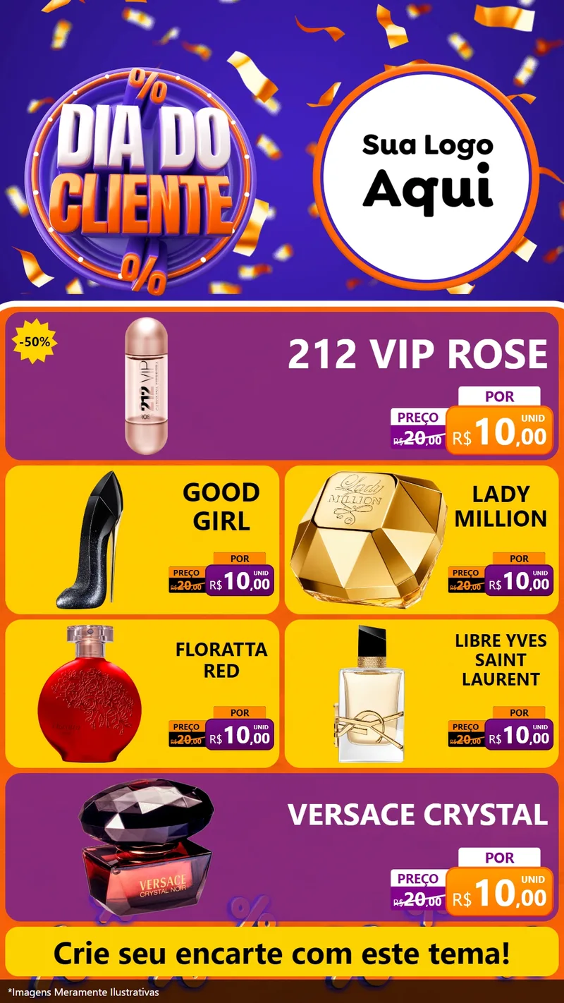 Modelo de TV para TV Vertical com o tema Dia do Cliente para Perfumes