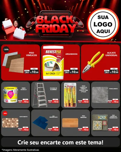 Modelo de Rede Social para Feed Instagram com o tema Black Friday para Material para Construção