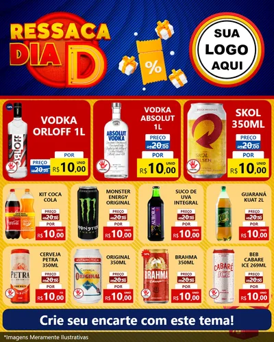 Modelo de Rede Social para Feed Instagram com o tema Ressaca Dia D para Distribuidora de bebidas