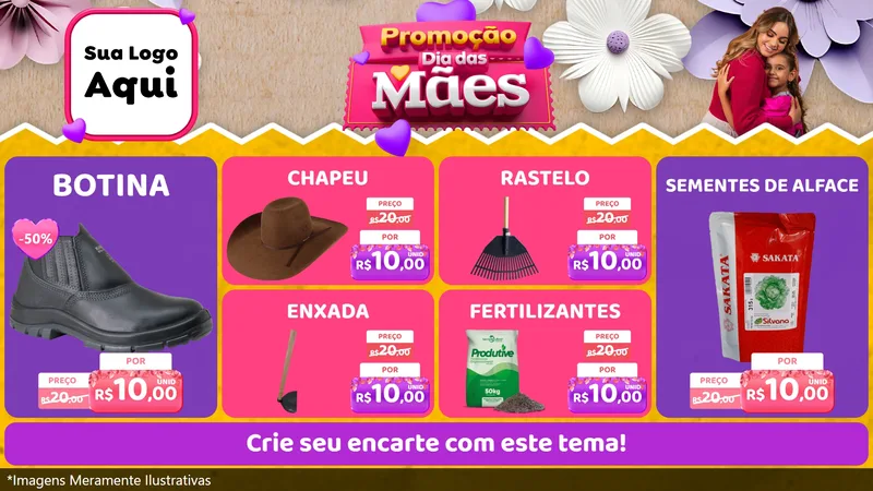 Modelo de TV para TV Horizontal com o tema Promoção Dia das Mães para Agropecuária