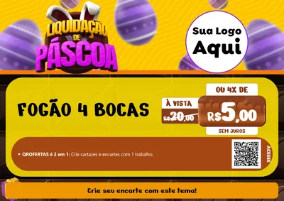 Modelo de Cartaz para Cartaz A4 Horizontal com o tema Liquidação de Páscoa para Móveis e Eletro