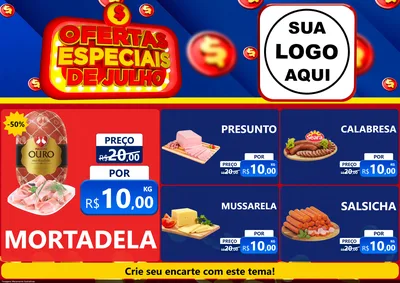 Modelo de Encarte para Encarte A4 Horizontal com o tema Ofertas Especiais de Julho para Frios e Laticínios