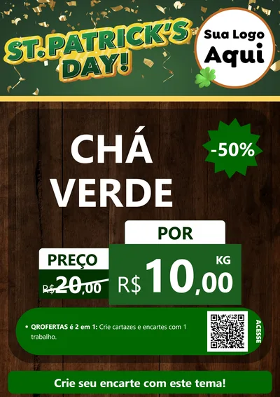 Modelo de Cartaz para Cartaz A4 Vertical com o tema St Patriks Day para Produtos Naturais