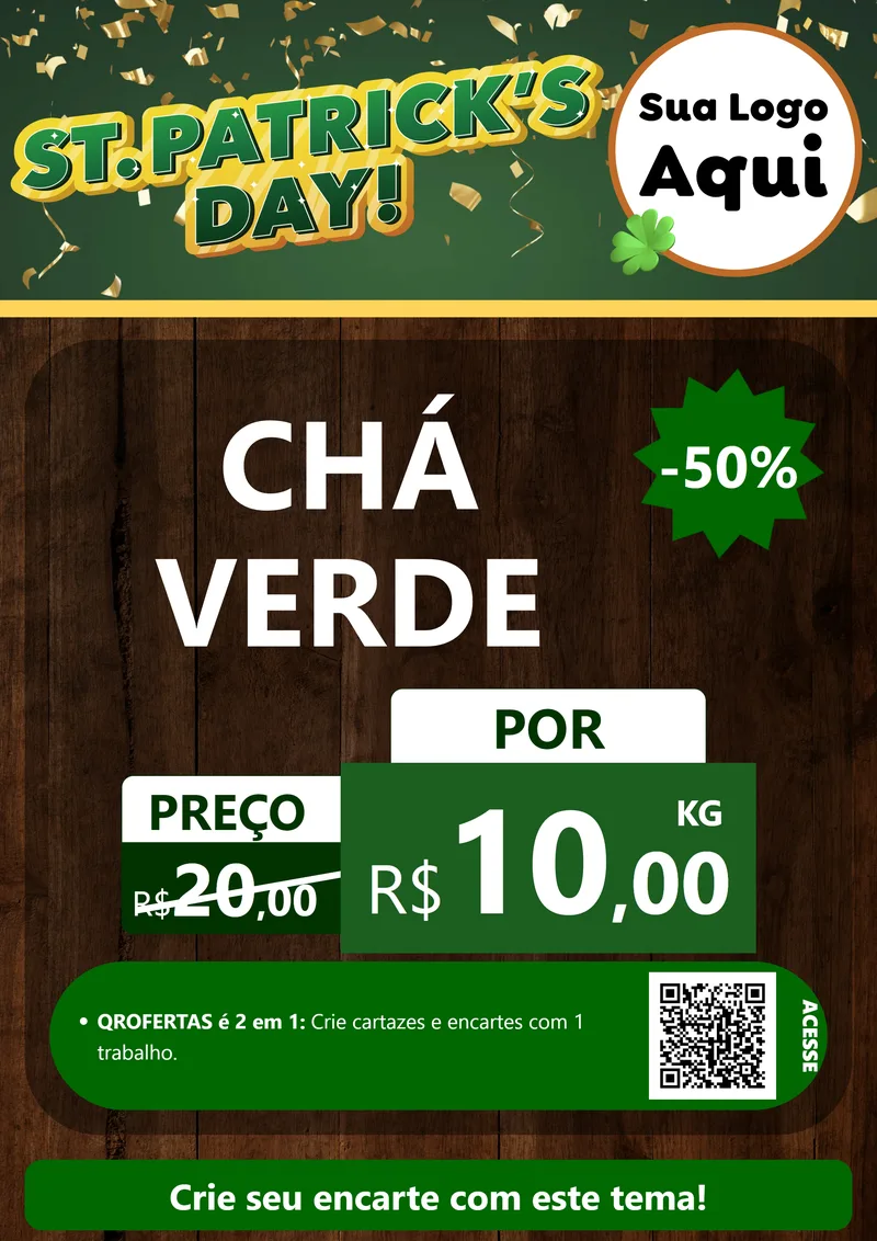 Modelo de Cartaz para Cartaz A4 Vertical com o tema St Patriks Day para Produtos Naturais