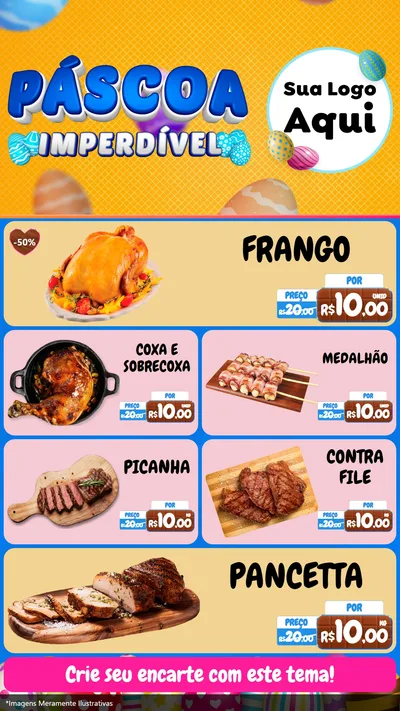 Modelo de TV para TV Vertical com o tema Páscoa Imperdível para Assados
