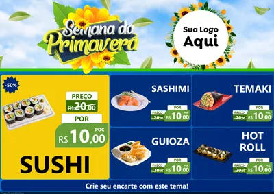 Modelo de Encarte para Encarte A4 Horizontal com o tema Semana da Primavera para Comida japonesa
