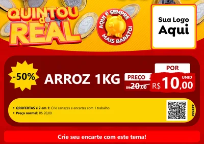 Modelo de Cartaz para Cartaz A4 Horizontal com o tema Quintou do Real para Supermercado