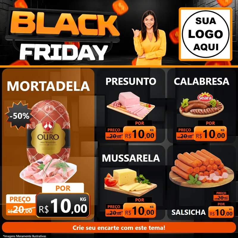 Modelo de Rede Social para Feed Facebook com o tema Black Friday para Frios e Laticínios