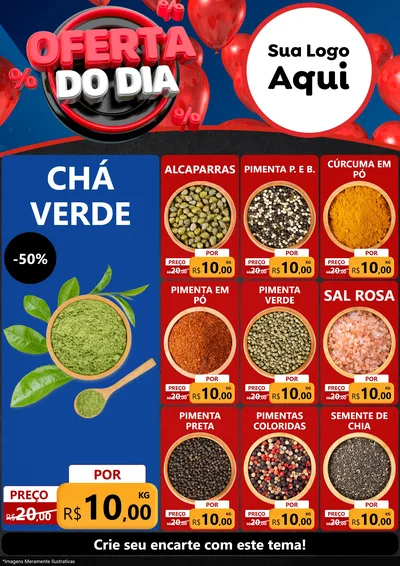 Modelo de Encarte para Encarte A4 Vertical com o tema Oferta do Dia para Produtos Naturais