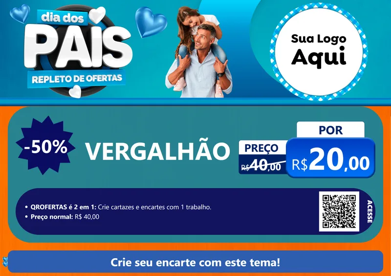 Modelo de Cartaz para Cartaz A4 Horizontal com o tema Dia Dos Pais Repleto de Ofertas para Ferragens