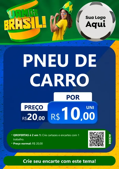 Modelo de Cartaz para Cartaz A4 Vertical com o tema Vamos Brasil - Copa para Auto peças