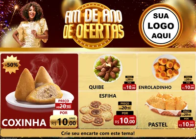 Modelo de Encarte para Encarte A4 Horizontal com o tema Fim de Ano de Ofertas para Salgadaria