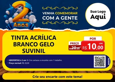 Modelo de Cartaz para Cartaz A4 Horizontal com o tema Aniversário de 2 anos para Tintas e Ferramentas