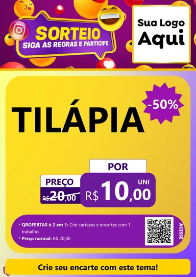 Modelo de Cartaz para Cartaz A4 Vertical com o tema Sorteio para Peixaria