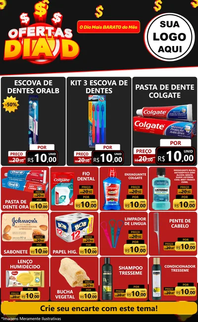 Modelo de Encarte para Encarte Grande com o tema Ofertas Dia D para Higiene Pessoal