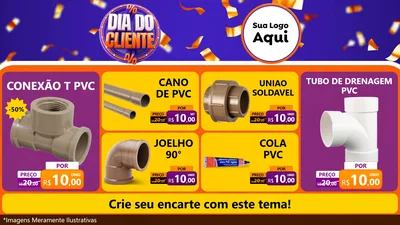 Modelo de TV para TV Horizontal com o tema Dia do Cliente para Tubos e conexões