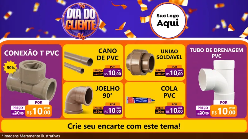 Modelo de TV para TV Horizontal com o tema Dia do Cliente para Tubos e conexões