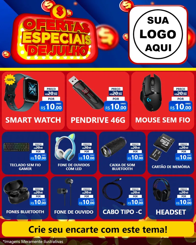 Modelo de Rede Social para Feed Instagram com o tema Ofertas Especiais de Julho para Informática