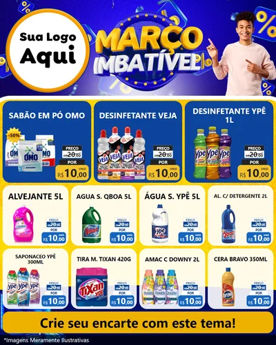 Modelo de Rede Social para Feed Instagram com o tema Março Imbatível para Produtos de Limpeza