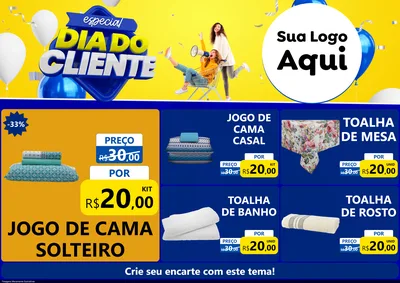 Modelo de Encarte para Encarte A4 Horizontal com o tema Especial Dia do Cliente para Cama, Mesa e Banho