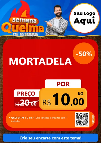 Modelo de Cartaz para Cartaz A4 Vertical com o tema Semana Queima de Estoque para Frios e Laticínios
