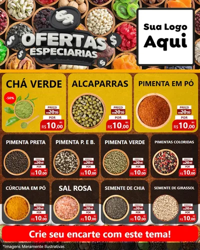 Modelo de Rede Social para Feed Instagram com o tema Ofertas Especiarias para Produtos Naturais