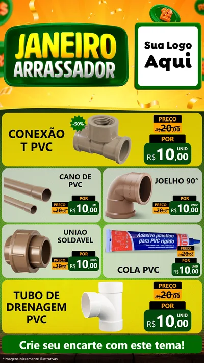 Modelo de TV para TV Vertical com o tema Janeiro Arrasador para Tubos e conexões