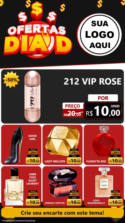 Modelo de Rede Social para Stories com o tema Ofertas Dia D para Perfumes