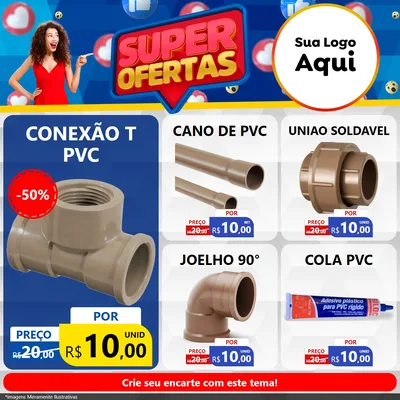 Modelo de Rede Social para Feed Facebook com o tema Super Ofertas para Tubos e conexões