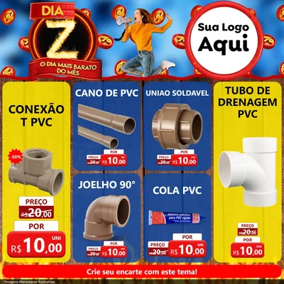 Modelo de Rede Social para Feed Facebook com o tema Dia Z - O Dia Mais Barato Do Mês para Tubos e conexões