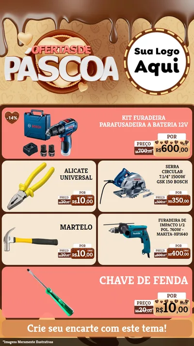 Modelo de TV para TV Vertical com o tema Ofertas de Páscoa para Maquinas e Ferramentas