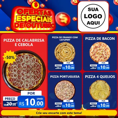 Modelo de Rede Social para Feed Facebook com o tema Ofertas Especiais de Outubro para Pizzaria