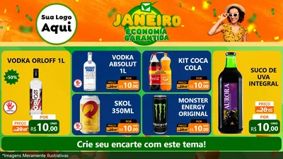Modelo de TV para TV Horizontal com o tema Janeiro - Economia Garantida para Distribuidora de bebidas