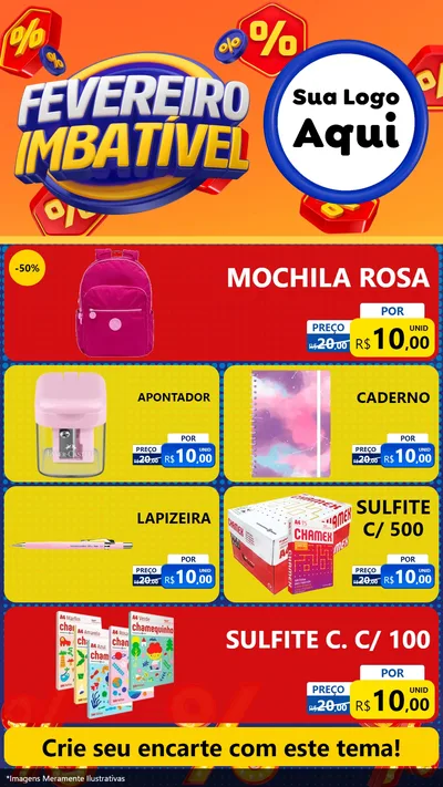 Modelo de TV para TV Vertical com o tema Fevereiro Imbatível para Papelaria