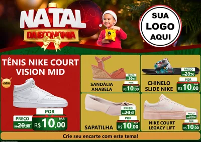 Modelo de Encarte para Encarte A4 Horizontal com o tema Natal da Economia para Calçados