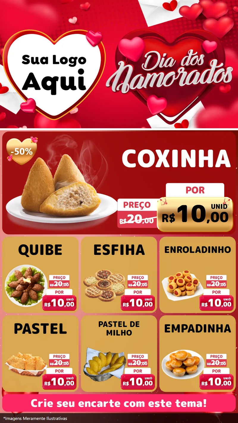 Modelo de Rede Social para Stories com o tema Dia Dos Namorados para Salgadaria