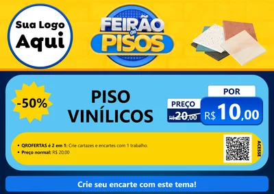 Modelo de Cartaz para Cartaz A4 Horizontal com o tema Feirão de Pisos para Material para Construção