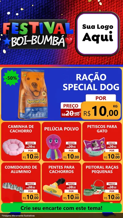 Modelo de Rede Social para Stories com o tema Festival Boi-Bumbá para Pet Shop