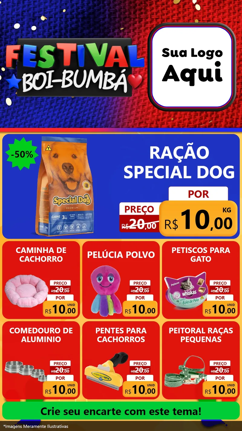 Modelo de Rede Social para Stories com o tema Festival Boi-Bumbá para Pet Shop