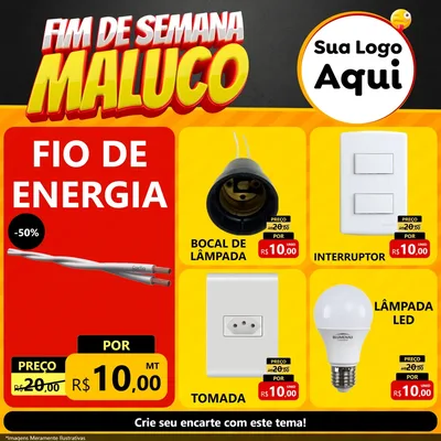 Modelo de Rede Social para Feed Facebook com o tema Final de Semana Maluco para Materiais Elétricos